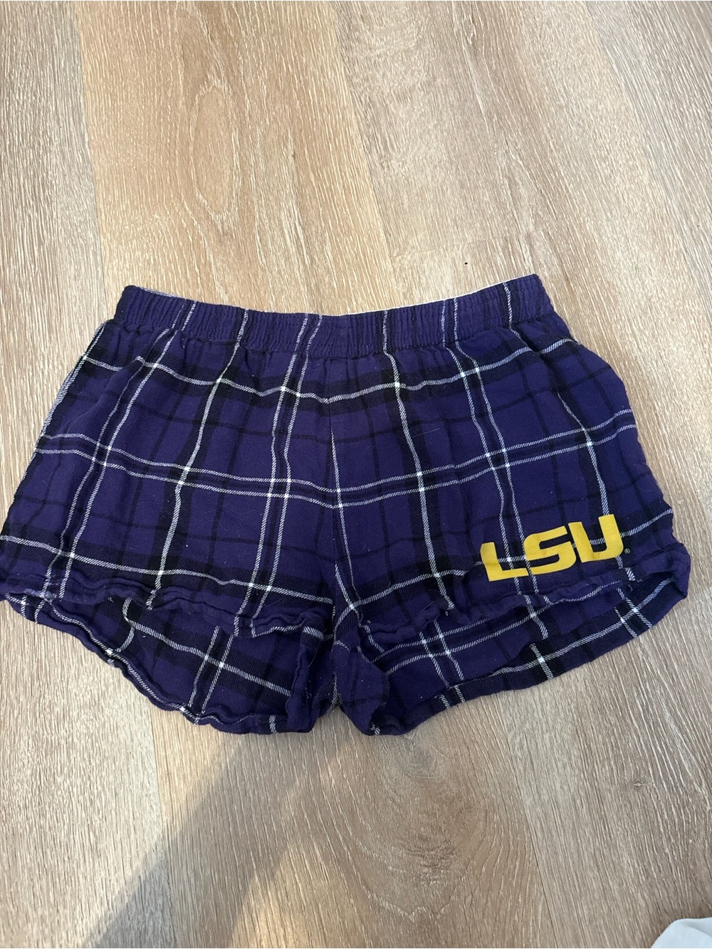 Soffe LSU Purple Plaid Athletic Lounge Shorts
